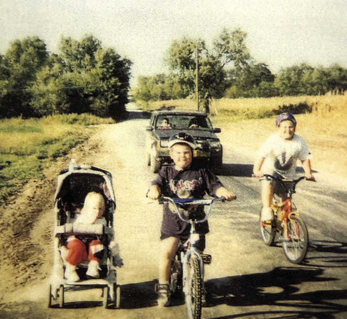 The photo Tammy staged with her children. She credits this photo for earning Pawnee City the grant to build the Dr. Rick Jackson trail Photo courtesy of Tammy Curtis