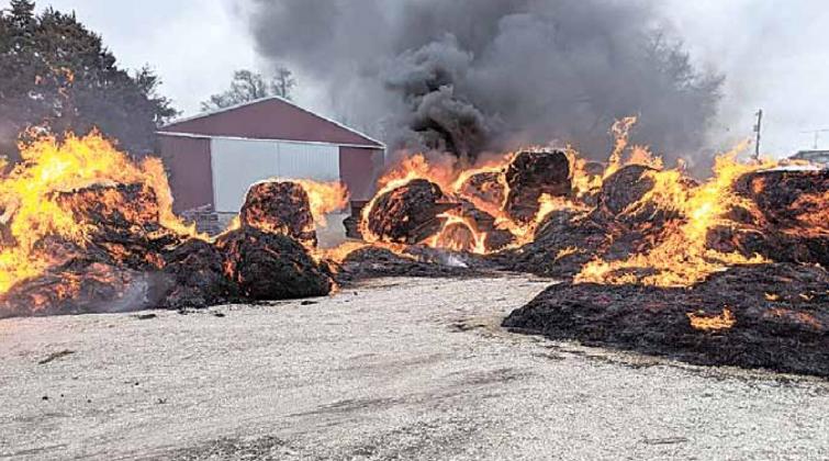 Hay bale fire Monday