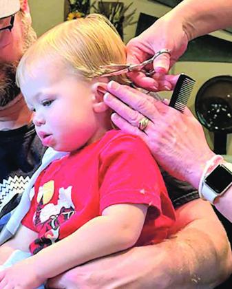Lukas Sunneberg of Pawnee City, aged 20 months, first haircut