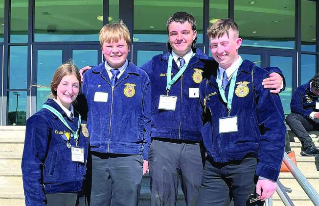 Pictured from left to right are Lewiston FFA members: Kierstin Rehrs, Taven Borcher, Axel Seeman, Cooper Swendener.