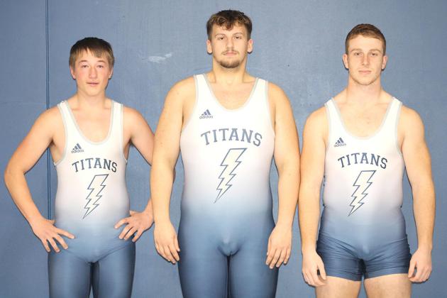 Members of the 2022-23 HTRS Wrestling Team are from left: Jesse McLaughlin, Ty Faulks and Andy Maloley. Not pictured: Kaden Demers.