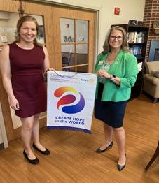 Emily Sisco, Rotary Club President (R) shown with District Governor, Rotary District 5650 Kathryn Schubert