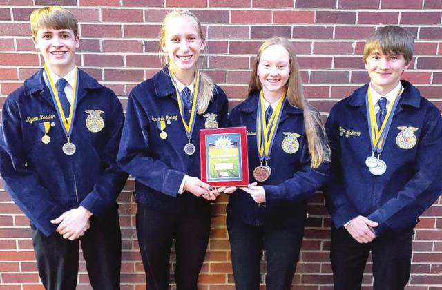 State FFA Degree recipients: Olivia Gottula, Austin Branch, Madison Branek, Reagan de Koning