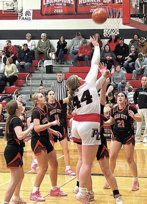 Addy Sisco with the offensive rebound and put back for two. photo by Emily Norman