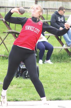 P.C.’s Madison Branek placed 4th in the Class D-1 District Shot Put with her toss of 32’5 3/4”. Paula Jasa/Republican