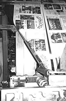 The Pawnee Republican comes off the press when it was printed at our location on 600 G Street. Newsprint was ordered by the semi-load and the cost of this paper was part of our production costs just as it is now.