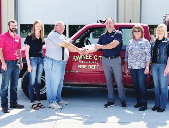 FARMERS MUTUAL GIFTS DONATION CHECK TO PAWNEE CITY VOLUNTEER FIRE DEPARTMENT