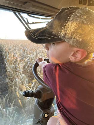 Blane Vogt in 2024 harvest, descendant of Dom Mertes, who came to Nebraska around 1879 at Theodore Grof’s urging.