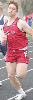 P.C.’s Andy Maloley sprints down the stretch of the 100 m. dash event. Paula Jasa/Republican