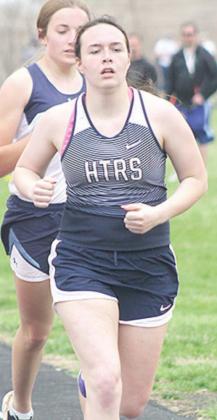 HTRS’ Tara Zimmerling finishes 6th in the girls’ 1600 m. run event. Paula Jasa/Republican