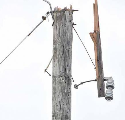 One of the severed power poles. Ray Kappel/Republican