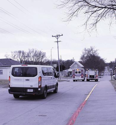 The Pawnee City wrestlers were escorted out of town by Pawnee County EMS