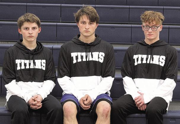 Members of the 2025-26 HTRS Wrestling Team are Wesley Pagnano, Tristan Pagnano, Liam Falder. Not pictured: Alex Dewberry