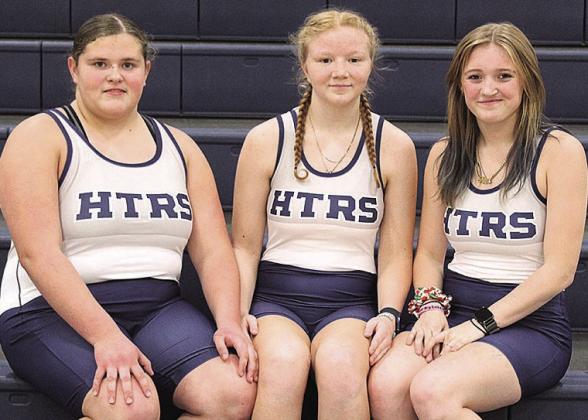 Members of the 2025-26 HTRS Wrestling Team are Ava Grimes, Shawnna Richey, Lorena Pagnano.