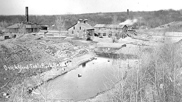 Above: One of the Table Rock brick factories, from which Beck’s brick presumably came. The two brick works had been combined; this is the larger “upper” brick factory south of town. At their height, they shipped out 10 million bricks a year. Photo is undated.
