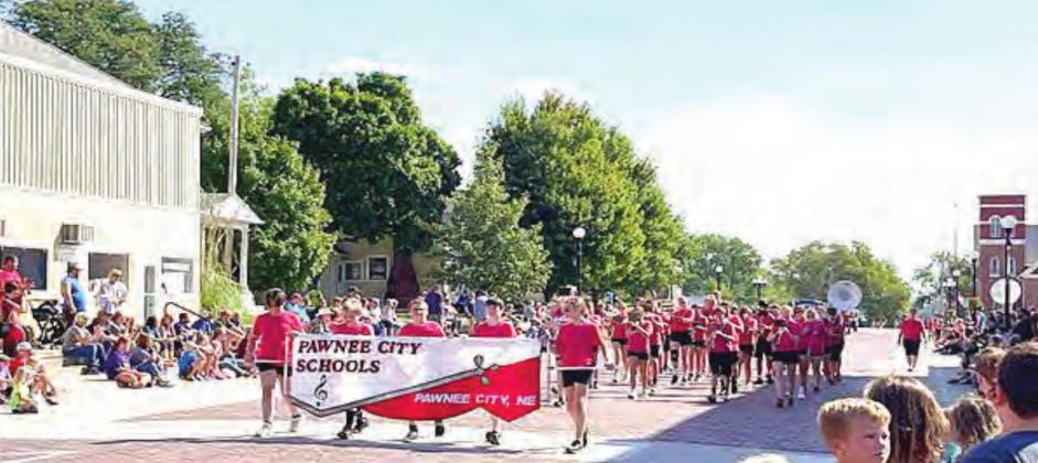The Pawnee City High School Band marched in the Richardson County Fair Parade last Friday. This was their last appearance of the year. School Photo