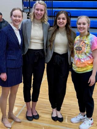 The Pawnee City Speech performers at State, from left, Ashlynn Hartman, Sierra de Koning, Larissa Tegtmeier, Stella Hunzeker