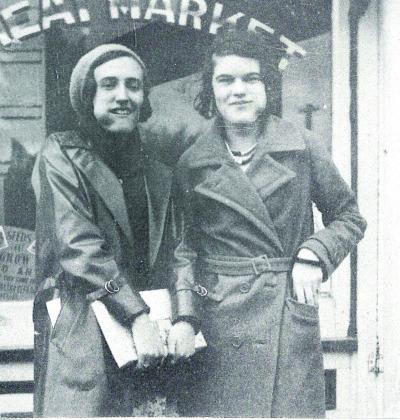 Above: Marjorie Horton and B, 1934, Table Rock, Nebr. eating jaw breakers.