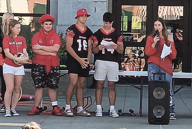 Seniors each gave a line announcing the Pep Rally