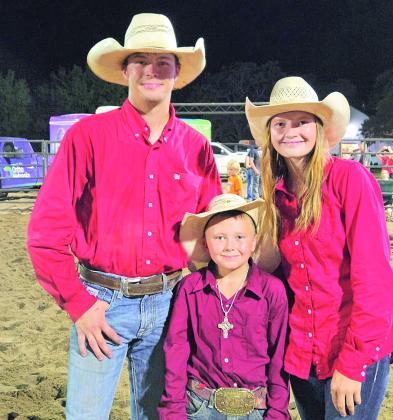 Left to Right: Colton Hauptman, Walker Hauptman, Cheyenne Hauptman. Colton Hauptman who is a bull rider, was awarded the “Try Again” award in memory of AJ Vonderhoff. Walker Hauptman is an 8-year-old bull rider who was a crowd favorite as he went the whole 8 seconds. Cheyenne Hauptman participated in the barrel racing. She is leaving for Wyoming on a rodeo scholarship! The youngest bull rider wasn’t Walker; there was a 4-year-old who also made the full 8 seconds! Photo and cutline by Betty Davis
