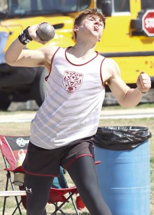 Lewiston’s Brock Janssen claimed silver in the boys’ Shot Put event with a toss of 43’6”. Paula Jasa/Republican