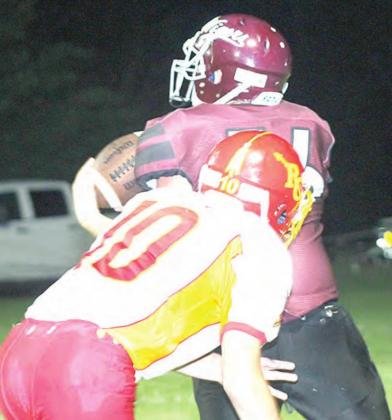 LHS’ Ty Arena catches a touchdown pass late in the game against Red Cloud Paula Jasa/Republican