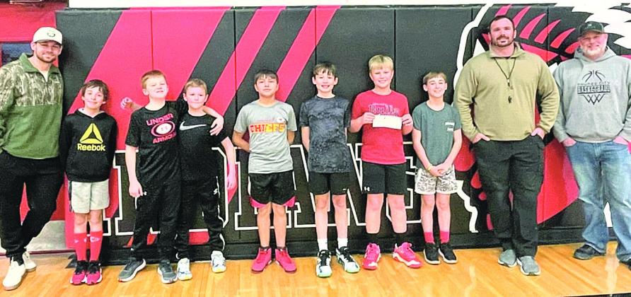 Coach- Jake Simon, Alex Hall, Britton Gorman, Triton Gorman, Jovani Mena-Hendrickson, Taytem Simon, Jace Rauner, Rhett, Johnson, Coach- Travis Hall, Coach - Chris Rauner