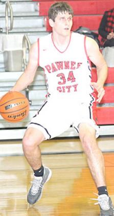 P.C.’s Bryce Gyhra (#34) looks to make a move on the baseline. Paula Jasa/Republican