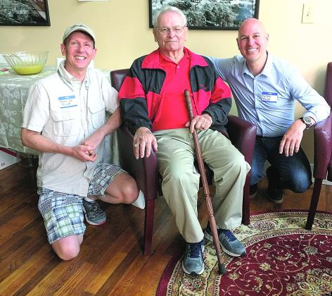 Above: The late Floyd Vrtiska with two of Dr. McCrea’s great great grandsons, both named after him, Edward Lee Miller and McCrea Miller. The occasion was a reception in 2017 celebrating Dr. McCrea and the 302 babies that he delivered, including Floyd and his brother Lloyd.