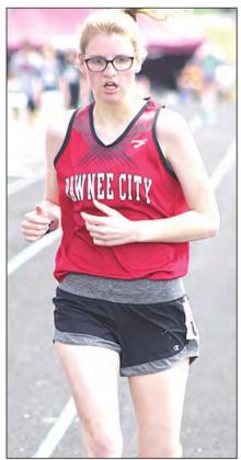 Paula Jasa/Republican P.C.’s Karrie Hiskett runs the 200 M. Dash event.