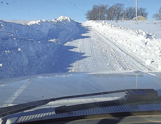 Driving on a plowed Pawnee County road (710th Trail), north of Prairie Hill Sports Complex in Pawnee City.