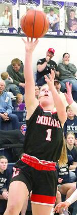 P.C.’s Cara Pierce (#1) goes in for a layup. Paula Jasa/Republican