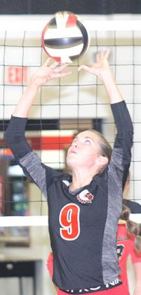 Paula Jasa/Republican P.C.’s Madison Lytle (#9) sets up the Lady Indian offense.