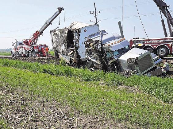 Semi overturned