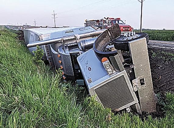 Semi overturned