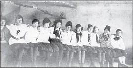 Above: School girls in 1916, the year Irene Freeman graduated. __________________________________________________________________ left. All the names: Bess Shorter, Ruth Andrew Pousch, Mabel Linn Pugh, Peggy Irene Freeman, Dorothy Phillips Wilson, Ruth Marshal, Neta Gallas Morrison, Leora Carter, Laura Kovanda McGinnis, Grace Scott Taylor, and Dorcas Fellers Mills.
