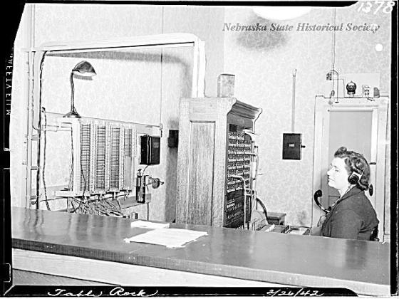 The Table Rock telephone exchange in 1942, courtesy of the Nebraska State Historical Society. At that time, it was at 509 Luzerne. It later became L. J. Wenzbauer’s barber shop.