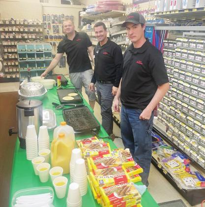 Ray Kappel/Republican This is the pancake and sausage crew at True Value Hardware. They were popular as usual at the Festival.