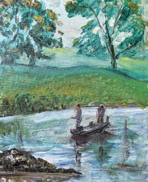 Ray Kappel, former editor of the Pawnee Republican, has been exploring his artistic abilitites since retirement from the newspaper. The painting on the left is a reproduction of a photo he took at Burchard Lake. The photo and painting were recently published in the November Nebraskaland magazine.