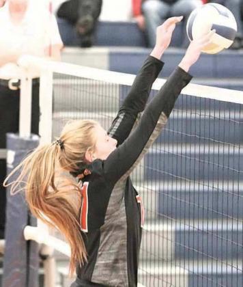 P.C.’s Madison Branek goes up hard at the net against wneenews.com Southern in the Class D1-1 subdistrict game. photo courtesy of Lorrie Novak