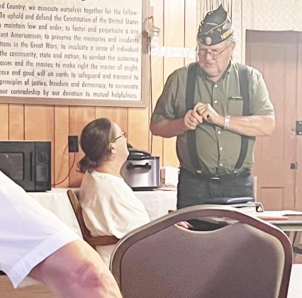 Jones Being briefed on her role with Legion Post #168