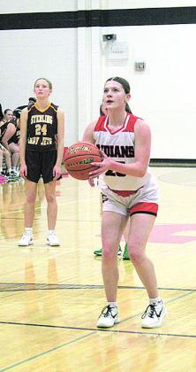 Pawnee City Junior Taelyn Blecha prepares to make a free throw