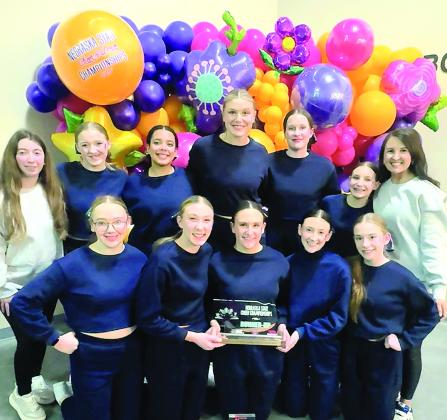 (Left to Right) Back Row: Coach Ronnie, Lorena Pagnano, Rayna Reyes, Georgianna Melcher, Lexus Tichy, Brooklyn Knox, Coach Taylor. Front Row: Colby Hedden, Makena Dunlap, Shayfer Cumro, Harlee Hardesty, Shyla Clark.