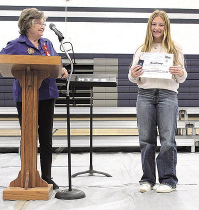 Ava Schupp earned first place in the HTRS Patriot Pen essay contest