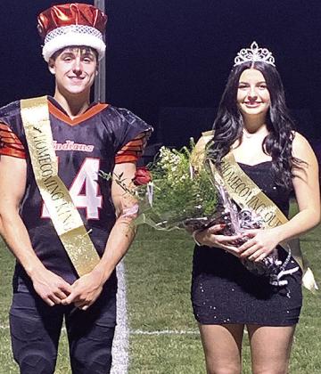PAWNEECITYHOMECOMINGROYALTY – Pawnee City’s King Jett Farwell and Queen Neveah Blecha were crowned on Friday at Pawnee City. Paula Jasa/Republican