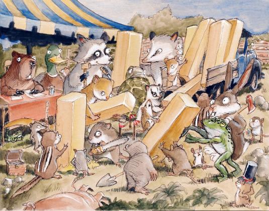 WHIMSICAL ARTIST CARMEN CERRA  RETURNSTOTHETABLE ROCK SQUARE