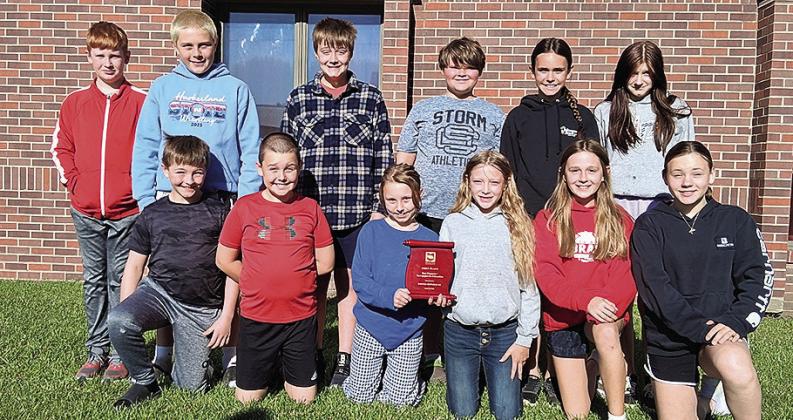 Pawnee City 5th graders. Back Row: (Left to right) Silas Bloss, Parker Schuetz, Dalton Binder, Tucker Townsley, Jamie Johnson, Nikole Davis. Front Row: Mason Ellston, Sam Rauner, Chloe Bassinger, Layla Cumley, Paislee Farwell, Kennedy Hegemann