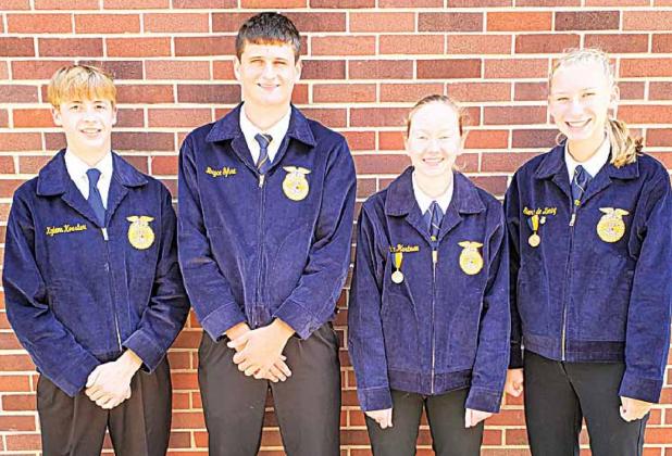 The State Champion Agronomy team: From left, Kylenn Koester, Bryce Gyhra, Ashlynn Hartman, Sierra de Koning).