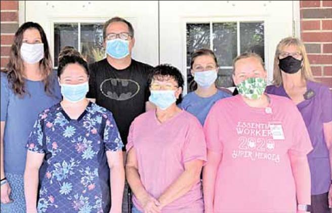 Pawnee Assisted Living staff: front row, from left, Allison Glathar, Betty Cary, Sydney Hunzeker. Back row from left, Lori Anderson, Ryan Boverhuis, Jordan Lang, Mary Marteney not pictured Marilyn Burgett, Tricia Snyder and Kori Speckmann, Amie Schrack Ray Kappel/Republican