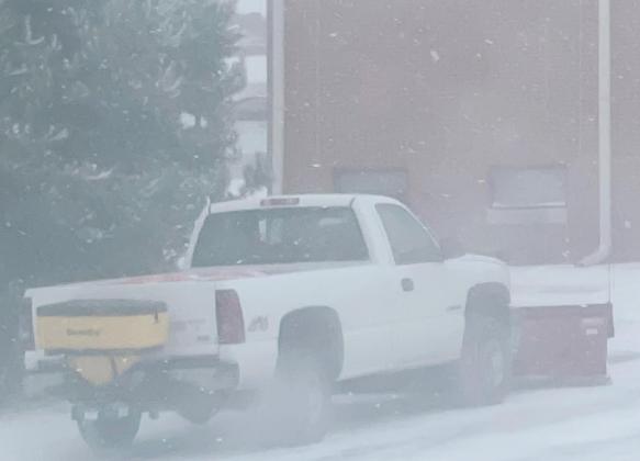 The hospital parking lot is kept clear during the storm.